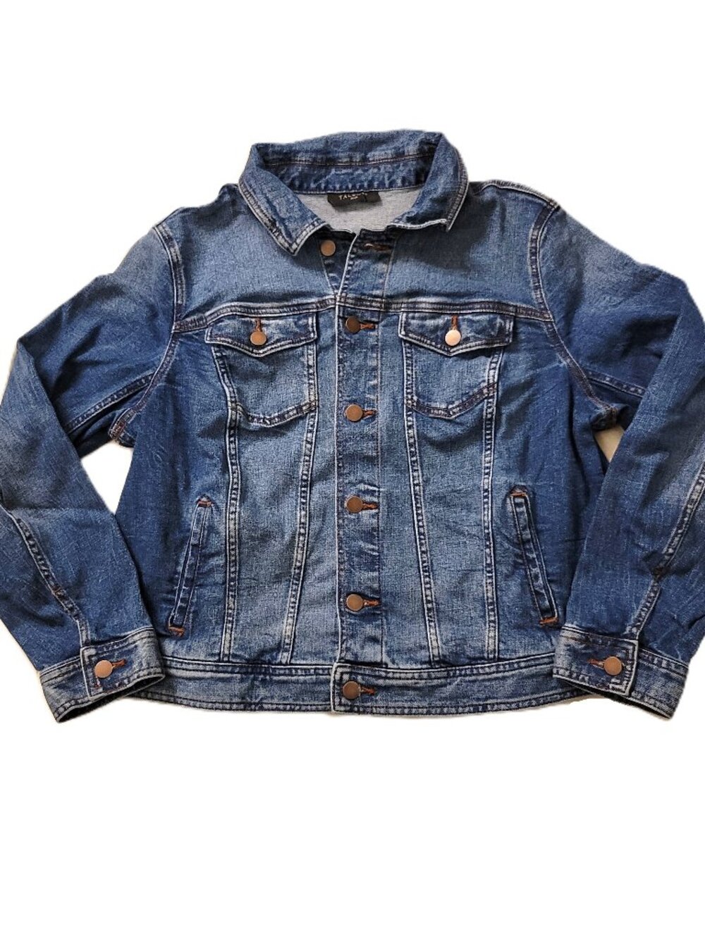 Talbots Plus Womens Classic Jean Jacket Isla Wash Size 1X Blue Denim Stretch